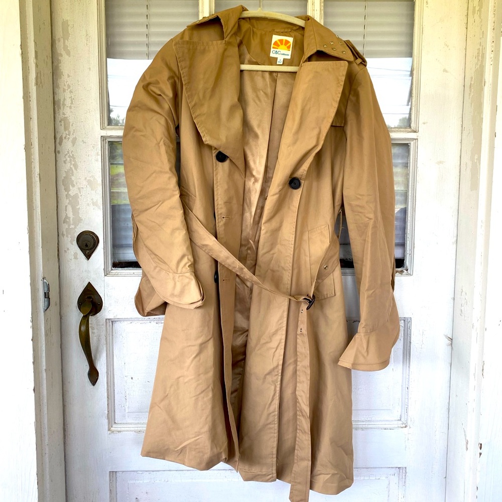 tan trench coat